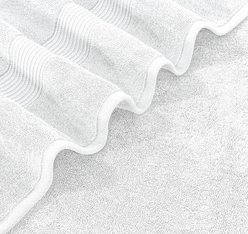 Siesta Zen 2 x Jumbo Bath Towels Extra Large 100% Cotton Premium Quality Jacquard Border Bath Sheet (90x180) - 600 GSM Ultra Absorbent Bathroom Towels Set for Spa Hotel and Home Use (White) - Image 3